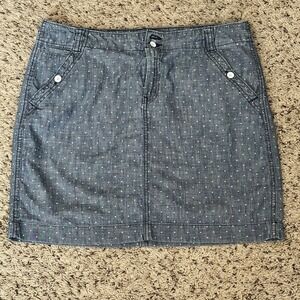 Tommy Hilfiger‎ Chambray Dot Mini Skirt Straight Pockets Blue Woman's Size 8